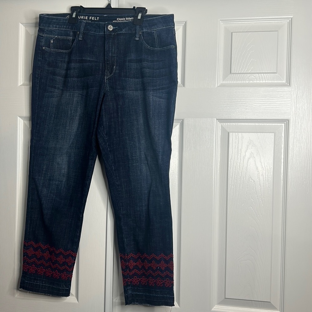 Laurie Felt Classic Stiletto With Drop Hem 12 Dark Wash